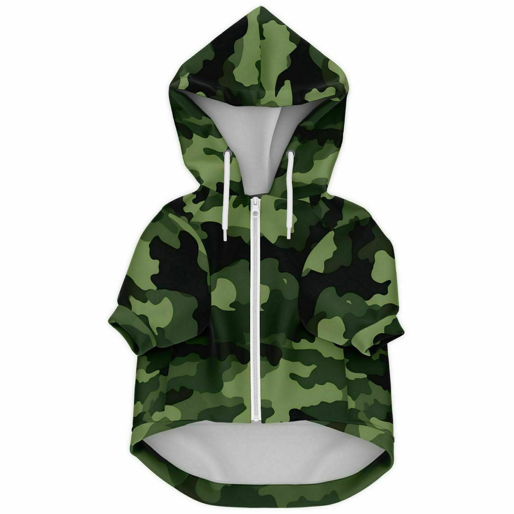 Dog Zip-Up Hoodie - Green Army Camouflage