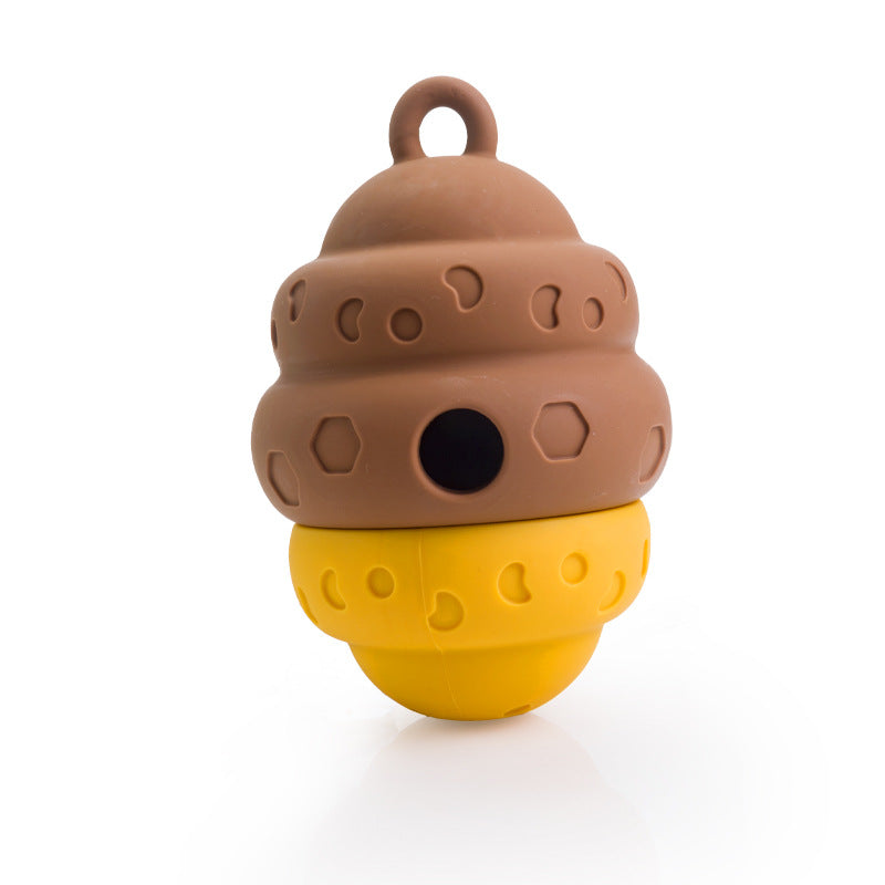 Beehive Honeycomb Slow Feeder Dog Toy . Orange Brown