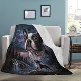 Storm Guardian – Majestic Boston Terrier Night Art Ultra-Soft Micro Fleece Blanket .