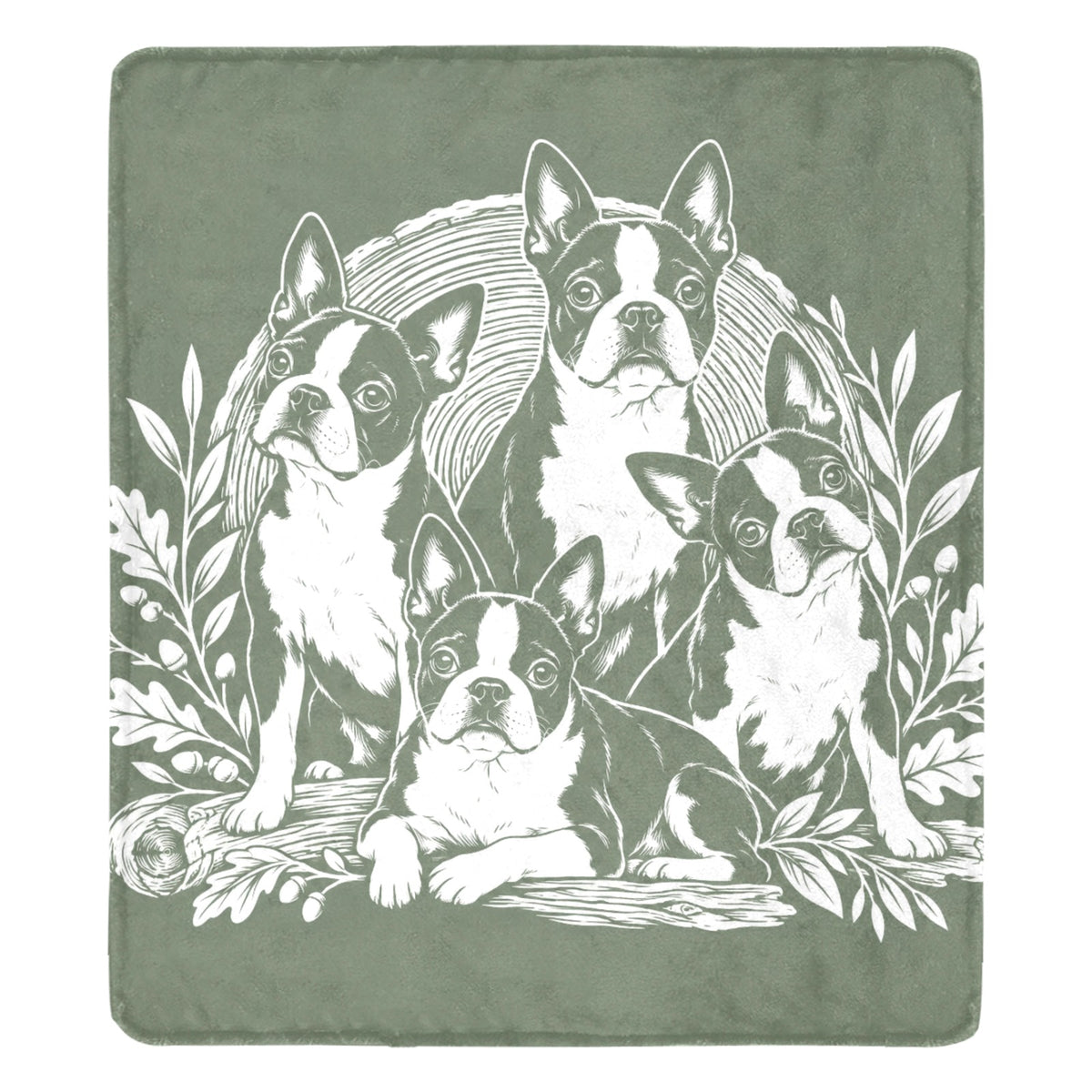 Woodland Boston Terrier Heritage Ultra-Soft Micro Fleece Blanket