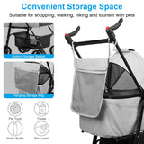 4-Wheels Pet Stroller Foldable Carrier With Removable Liner and Storage Basket