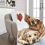 Two Golden Retrievers Love Ultra-Soft Micro Fleece Blanket .