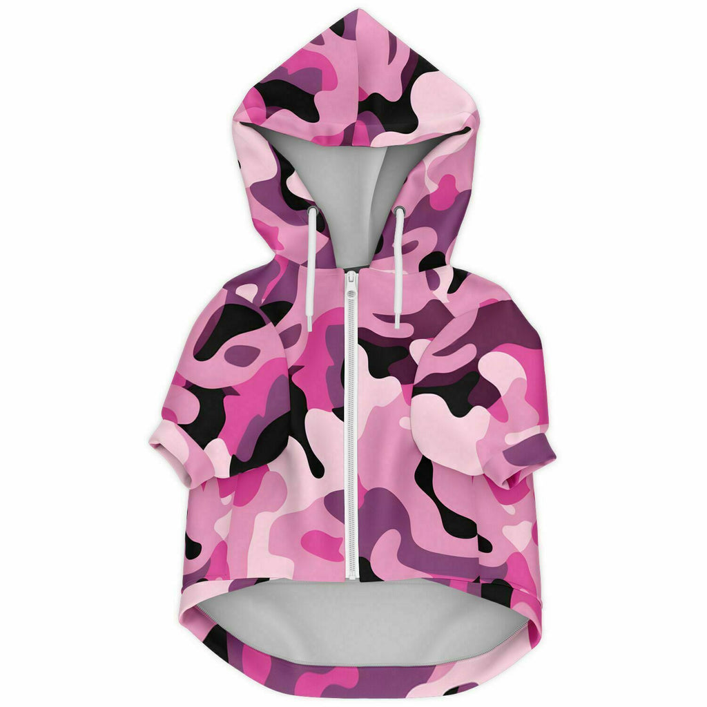 Dog Zip-Up Hoodie - Pink Army Camouflage