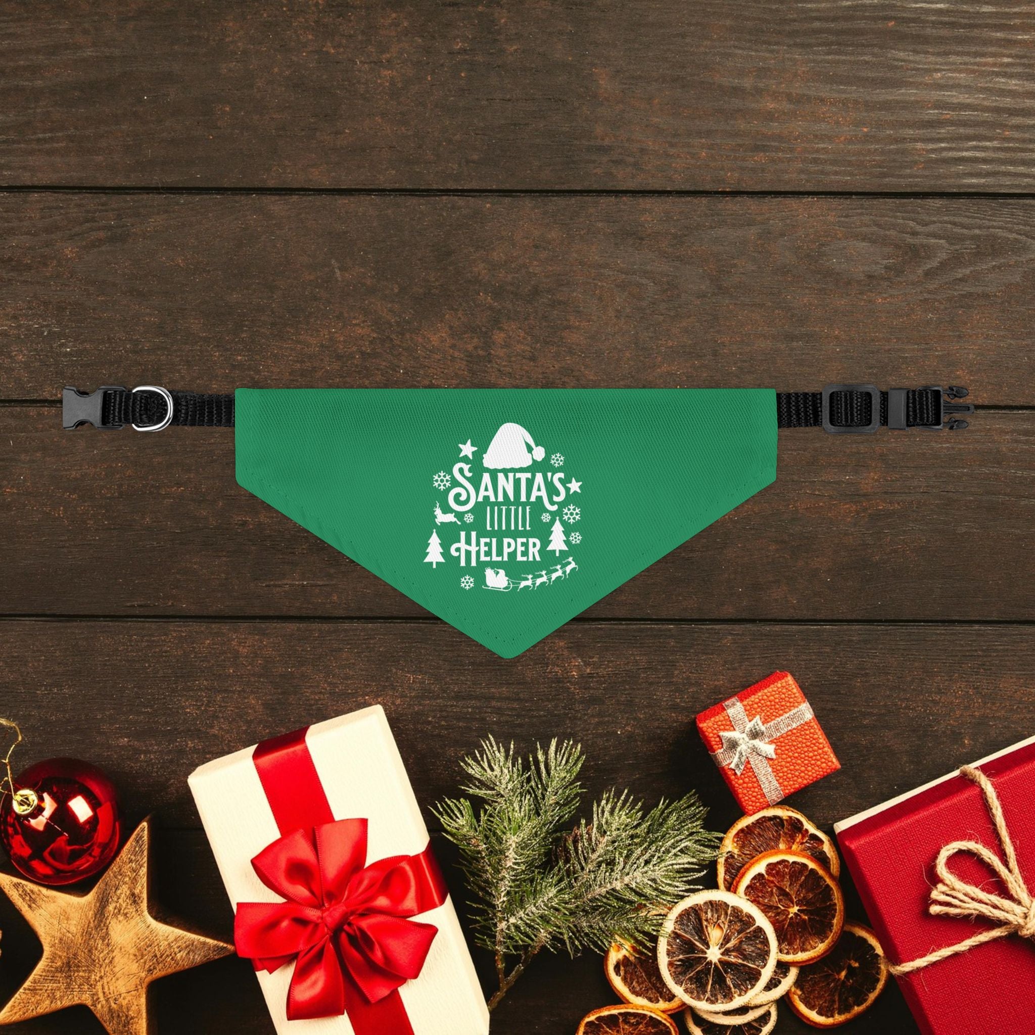 Santa's Little Helper Holiday Dog Bandana Collar . S