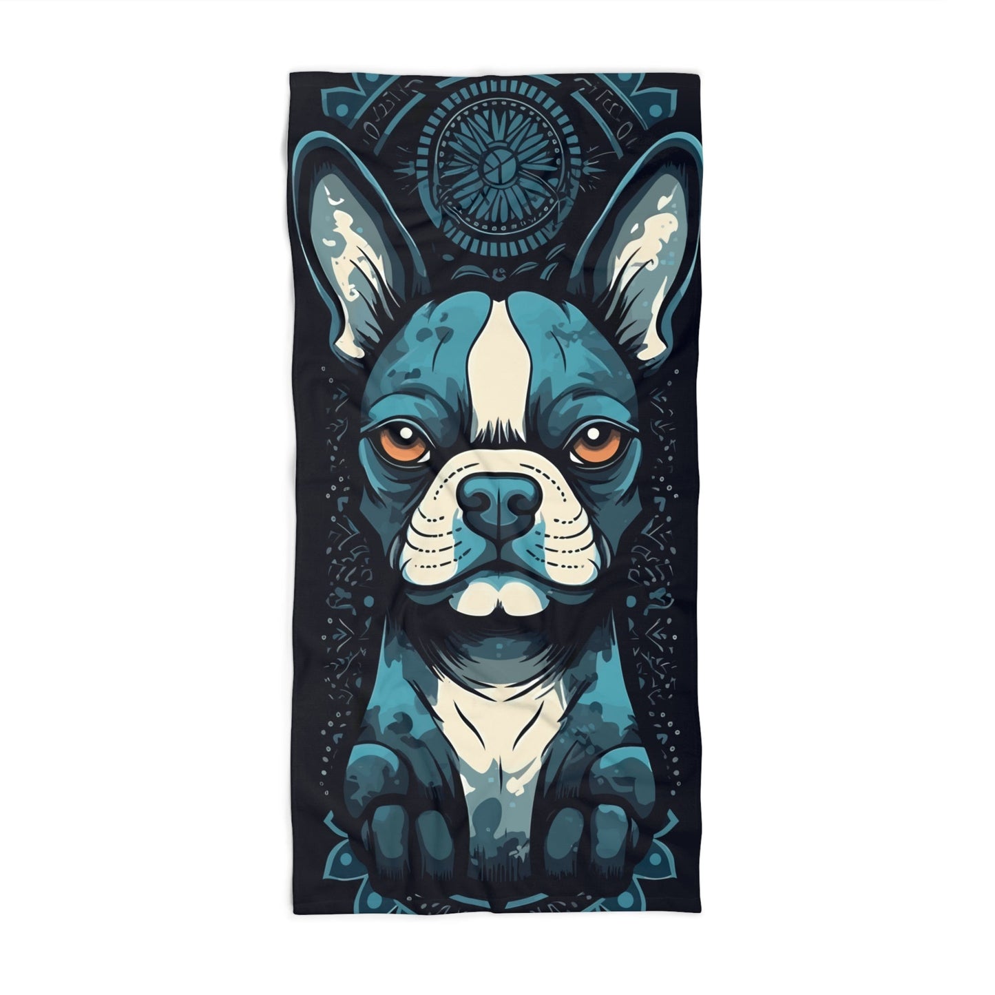 Boston Terrier Beach Towel - Navy and Blue