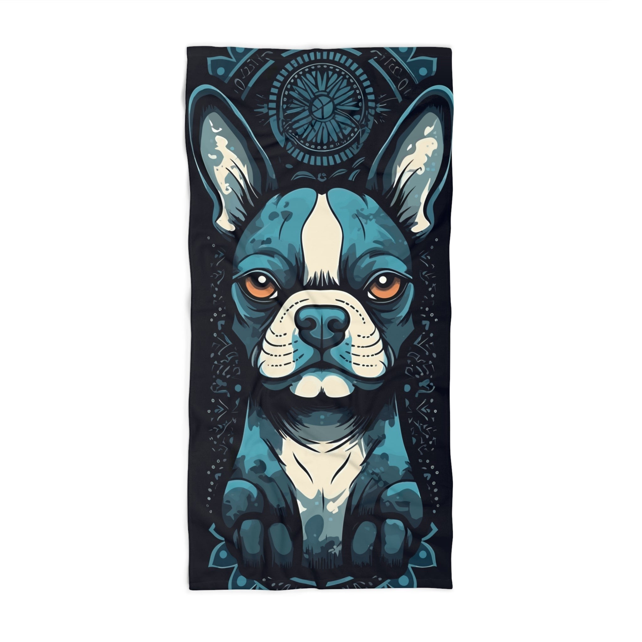 Boston Terrier Beach Towel - Navy and Blue