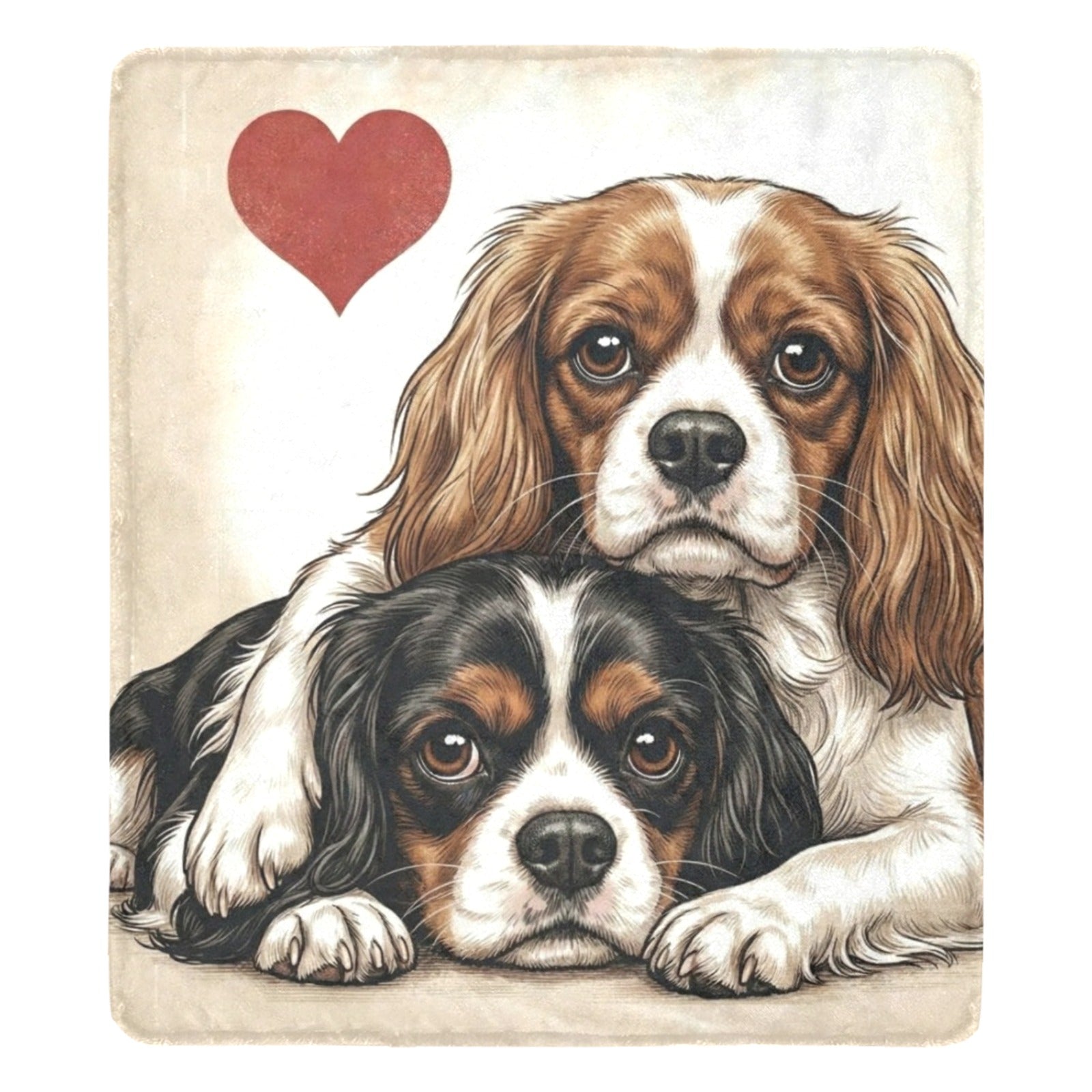Two Cavalier King Charles Spaniels Love Ultra-Soft Micro Fleece Blanket .