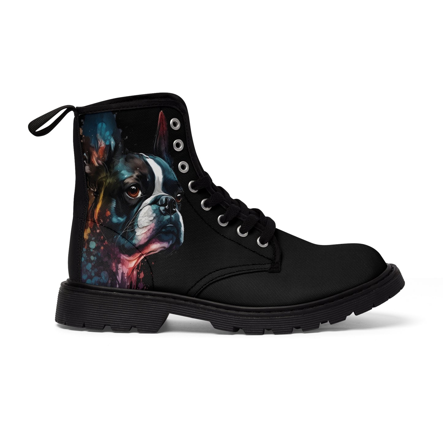 Boston Terrier Art - Women's Martin Canvas Boots