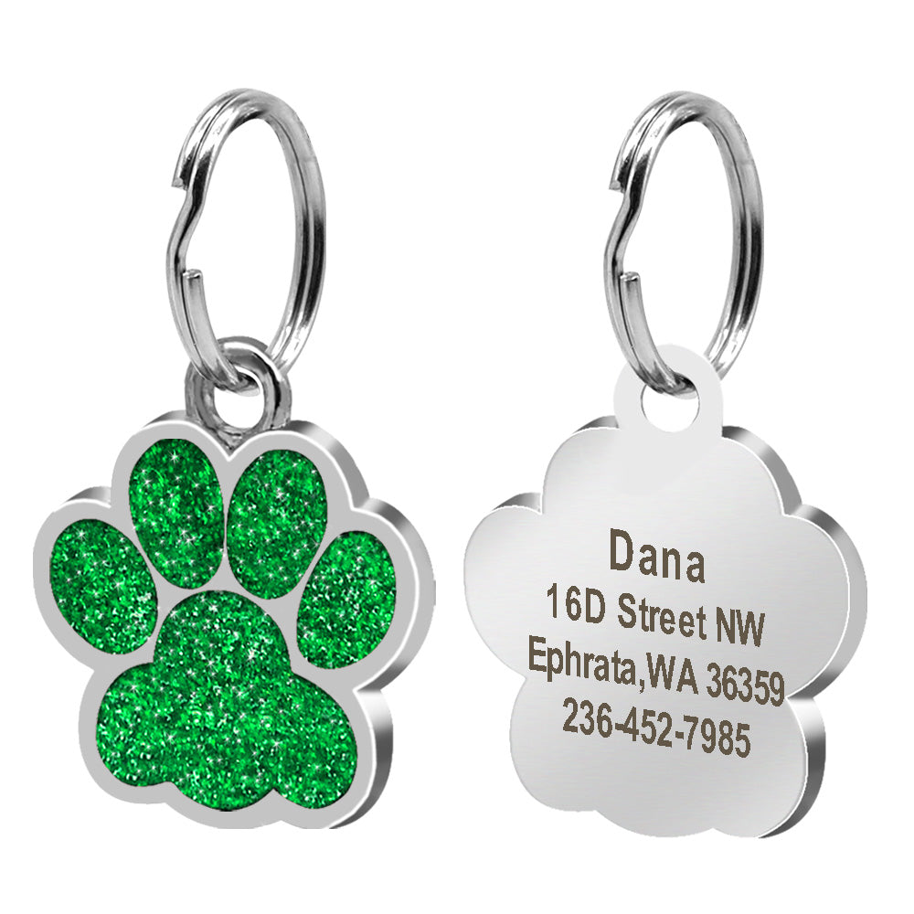 Paw Footprint Dog ID Tag