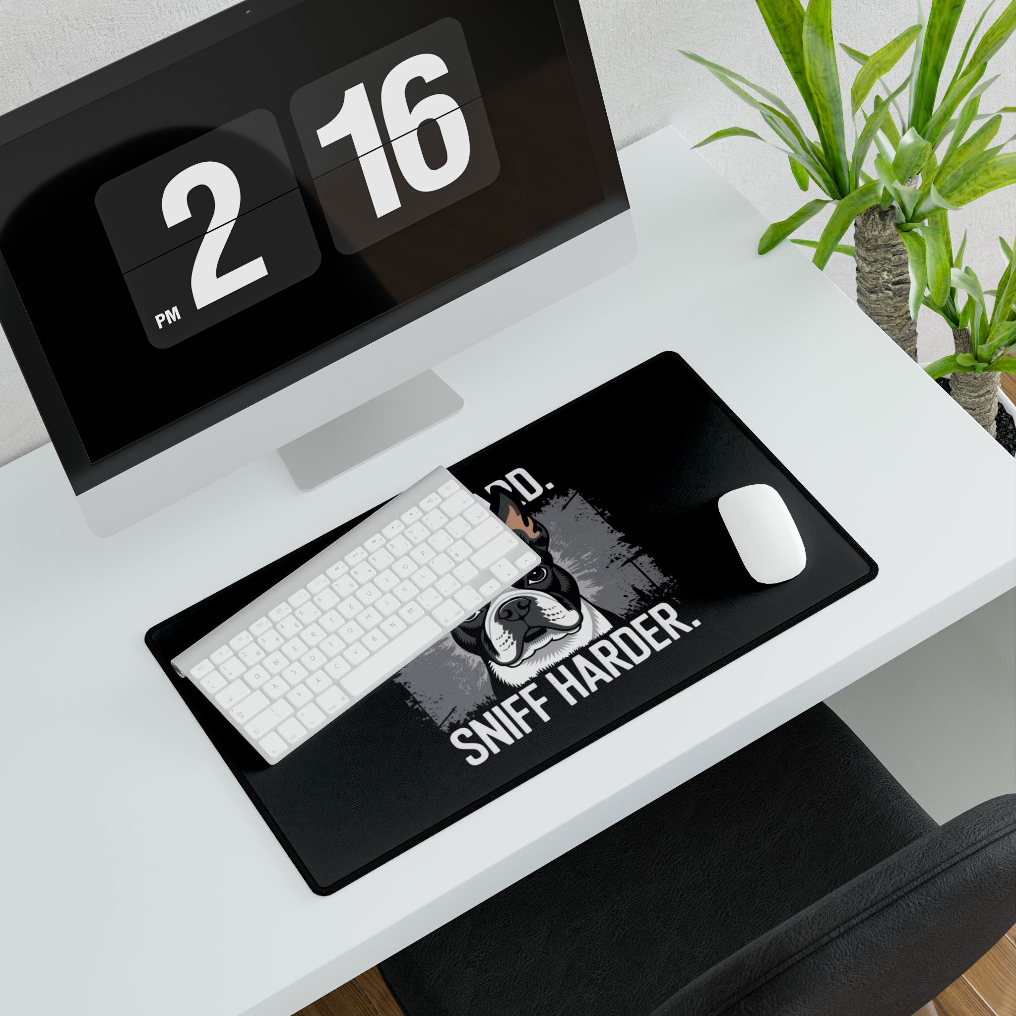Work Hard Sniff Harder Desk Mat - Bulldog Desk Pad, Office Decor, Pet Lover Gift, Fun Workspace Accessory, Gamers' Mouse Pad