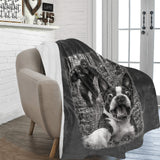 Bigfoot Chase Boston Terrier – Funny Sasquatch Dog Graphic Ultra-Soft Micro Fleece Blanket