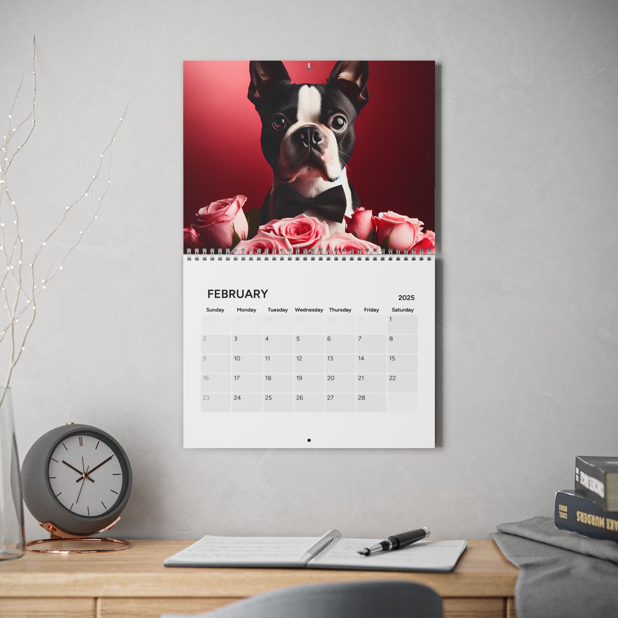 Boston Terrier World Wall Calendar 2025