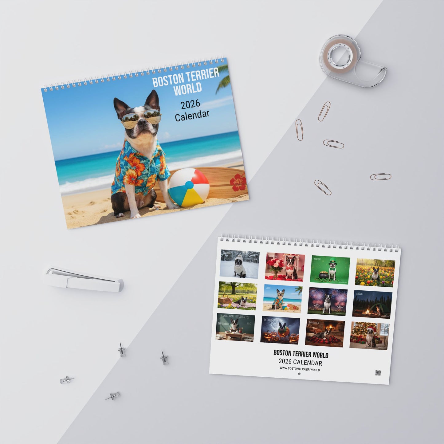 Boston Terrier World 2026 Wall Calendar