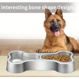 Stainless Steel Dog Food Bowl Bone Shape Dog Dual Dish For Food And Water Metal Pet Bowl Feeding Bowl - Sturdy Durable Non-Slip