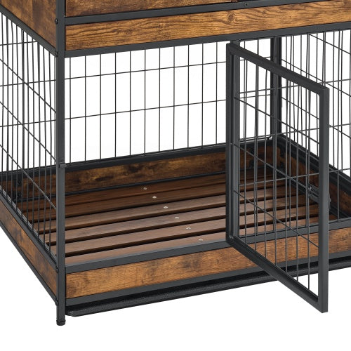 Furniture Dog Crate Double Door - Rustic Brown