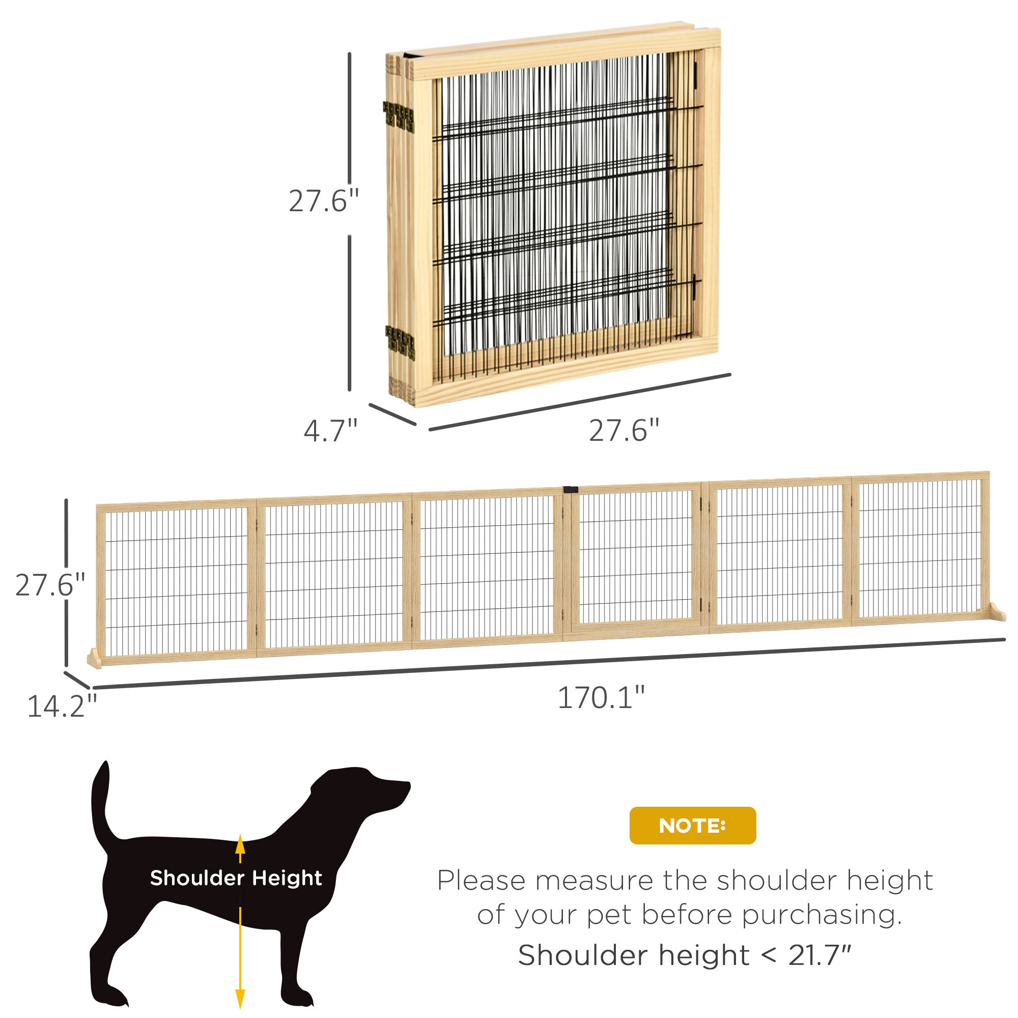 Wood & Metal Pet Gate - Secure Barrier for Dogs & Puppies .