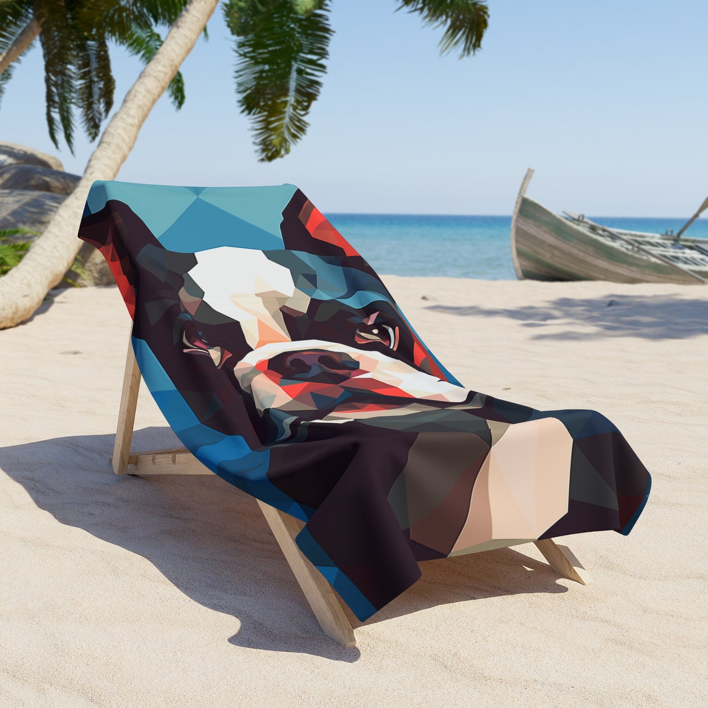 Boston Terrier Beach Towel - Geometrical 1