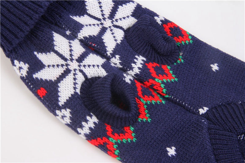 Christmas Snowflake Holiday Pet Sweater Navy Blue