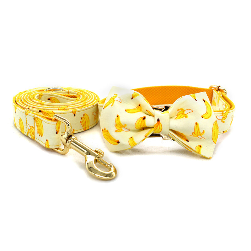 Banana Dog Collar With Bow Tie And Leash