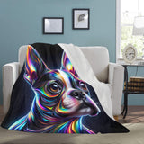 Iridescent Boston Terrier Dog Ultra-Soft Micro Fleece Blanket