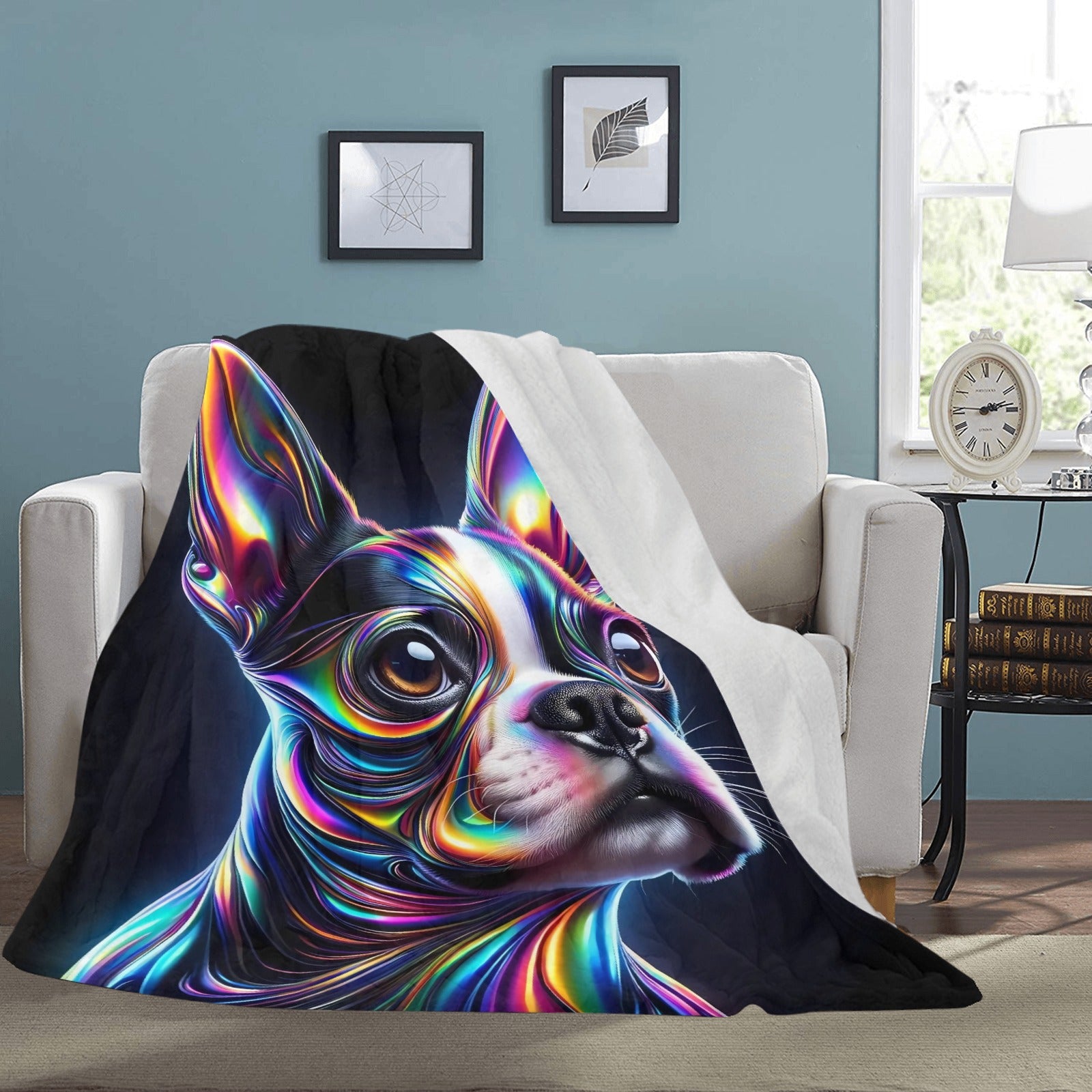 Iridescent Boston Terrier Dog Ultra-Soft Micro Fleece Blanket