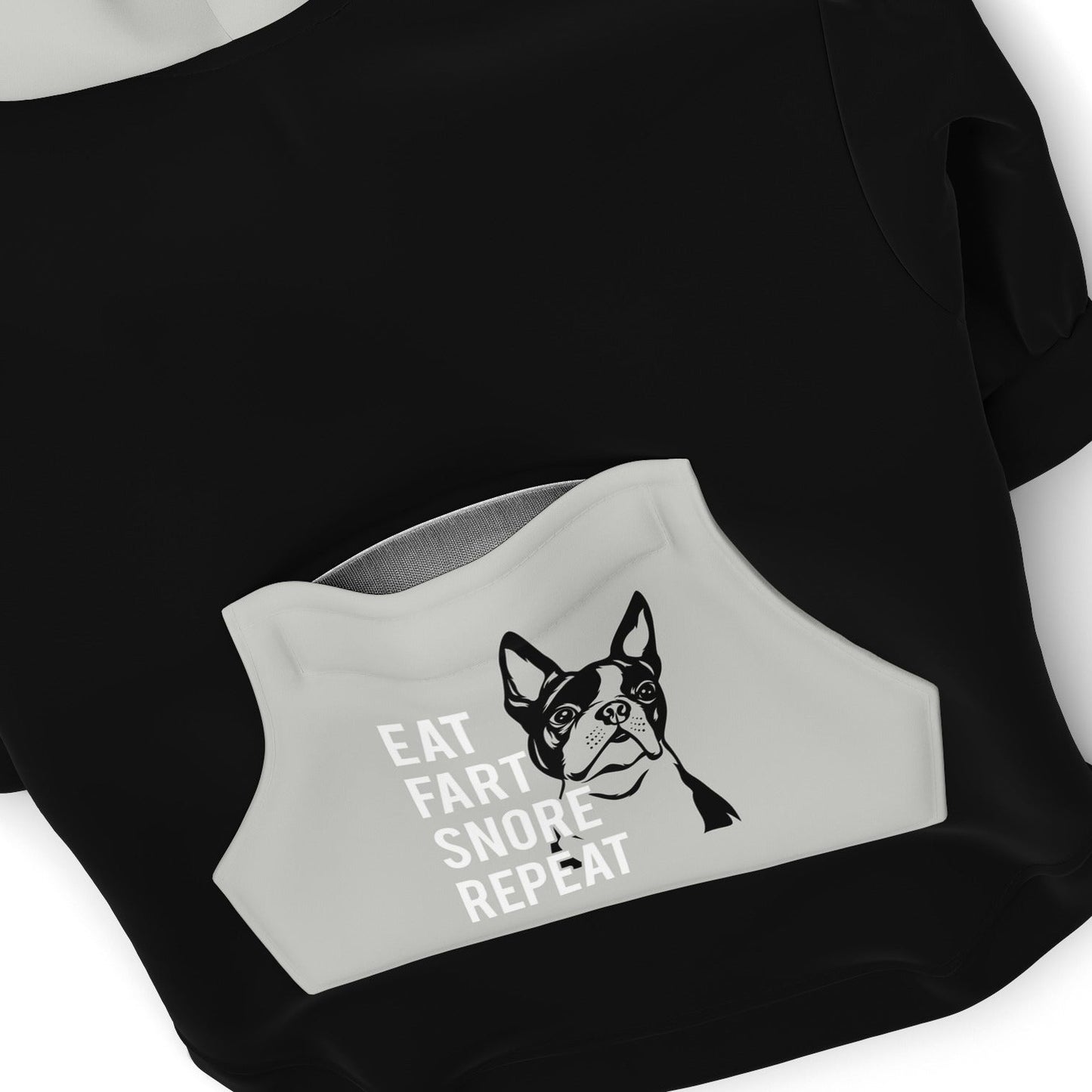 Dog Zip-Up Hoodie - Eat Fart Snore Repeat - Black And Gray
