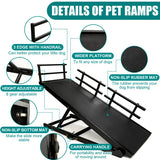 Dog Ramp For Couch Or Bed, Folding Wooden Pet Ramp With Anti-Slip Mat & Safety Side Rails .