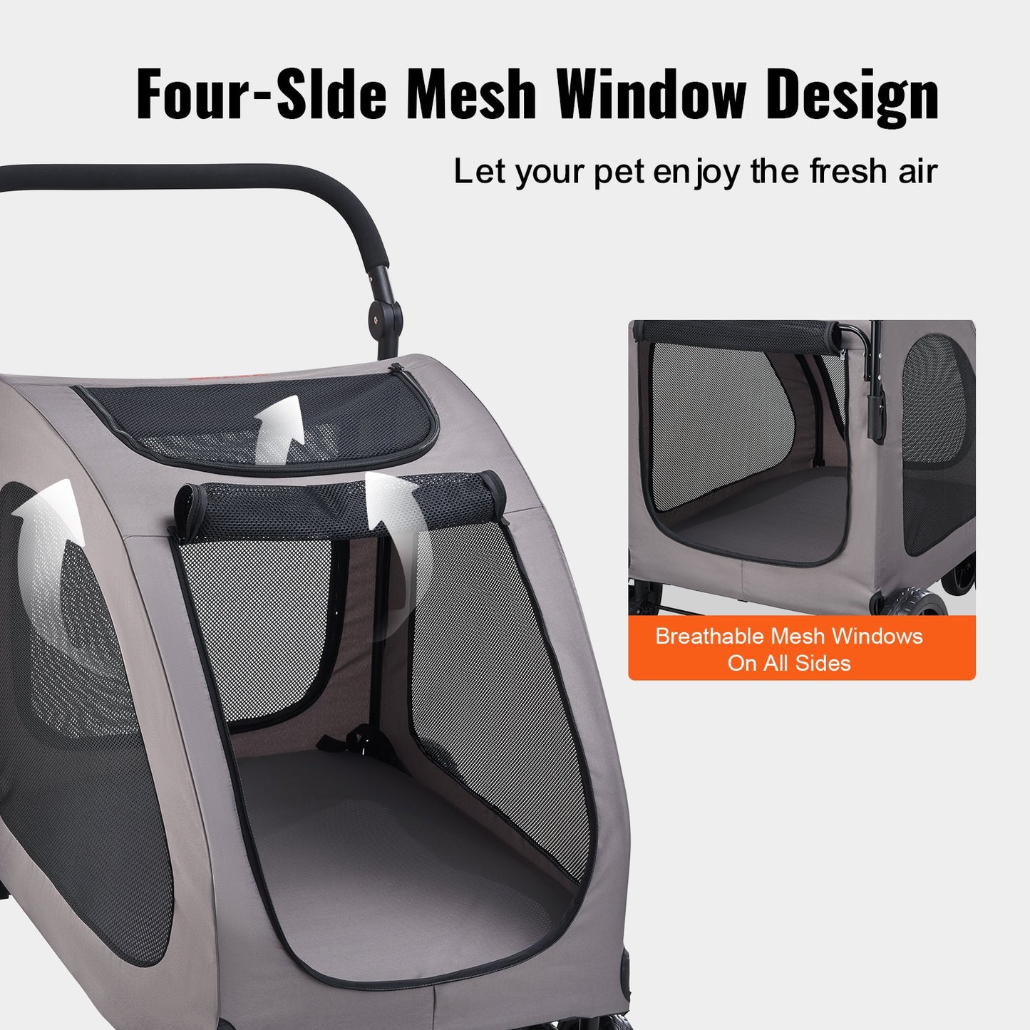 Pet Stroller 4-Wheels Dog Stroller Carrier 160 lbs Weight Capacity .