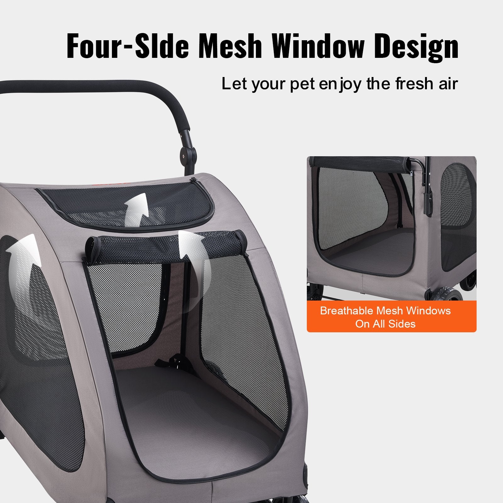 Pet Stroller 4-Wheels Dog Stroller Carrier 160 lbs Weight Capacity .