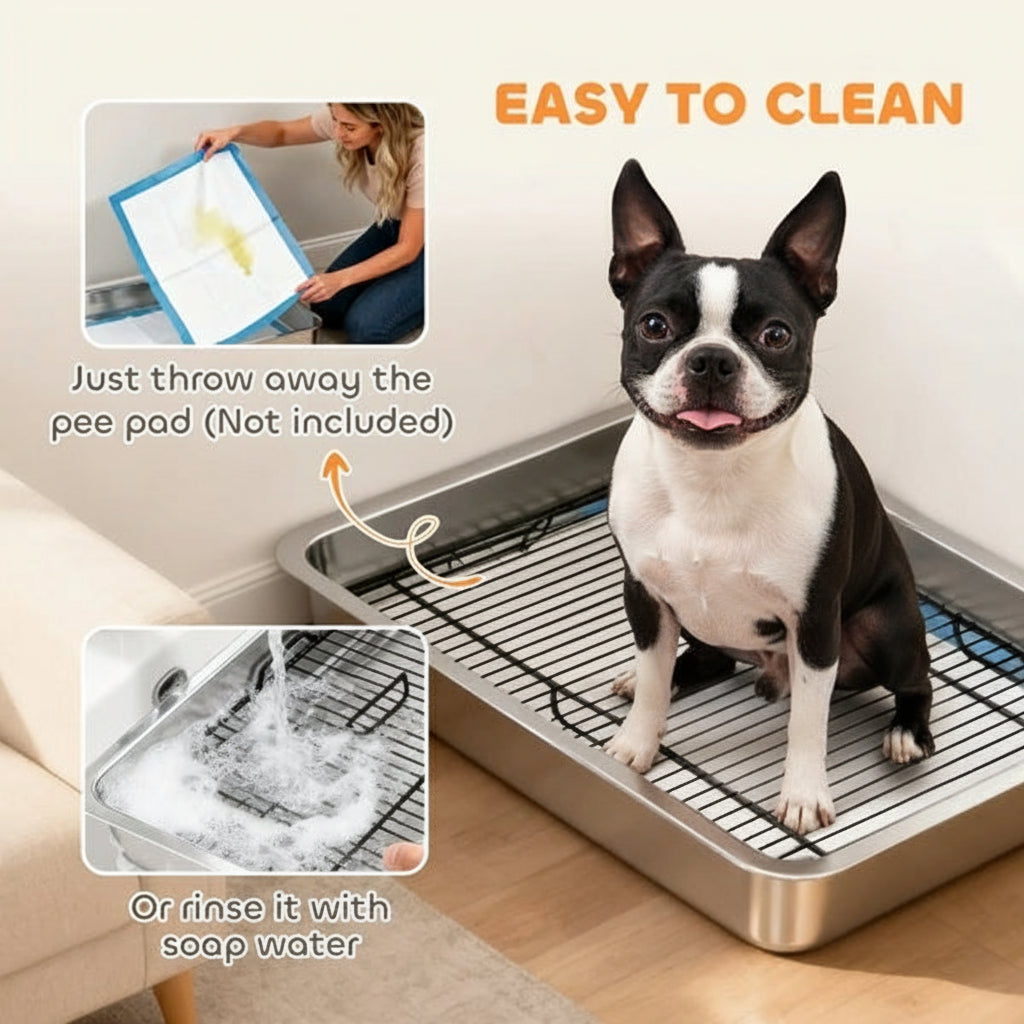 Easy-Clean Stainless Potty Tray for Dogs & Puppies .