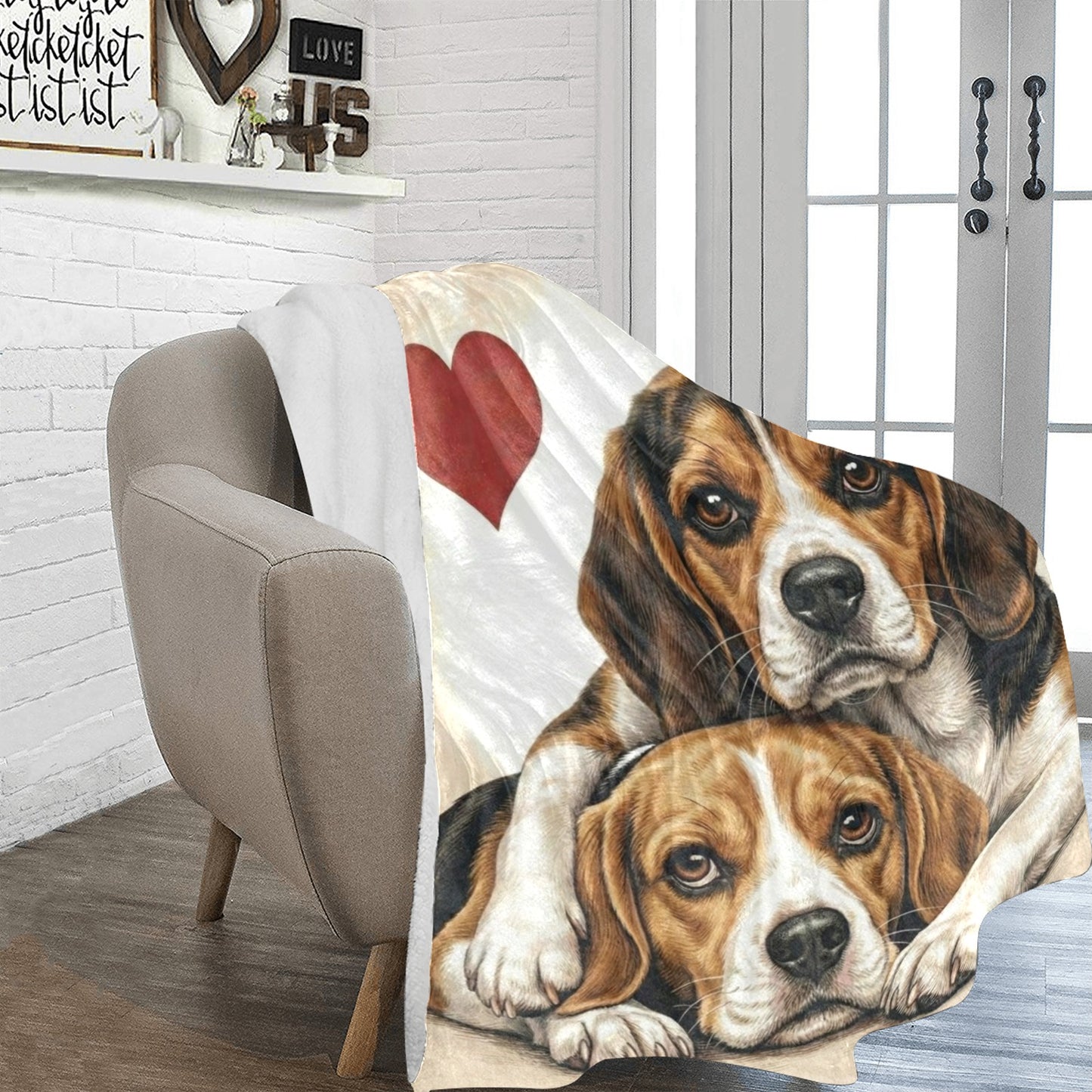 Two Beagles Love Portrait Ultra-Soft Micro Fleece Blanket
