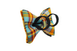 Yellow Blue Red Plaid Dog Collar With Bow Tie And Leash