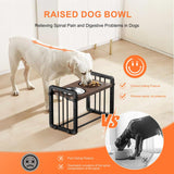H-shaped Iron Frame Wood and Stainless Steel Lifted Dog Bowls