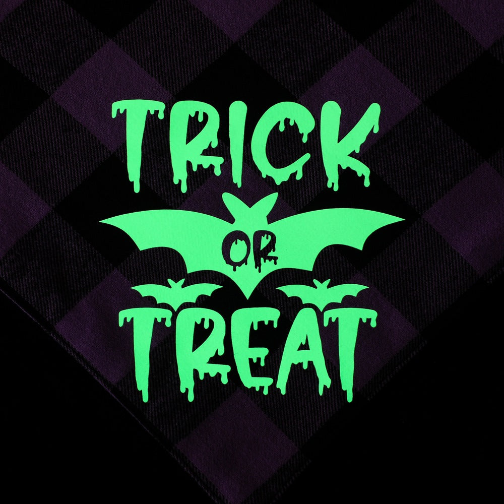 Halloween Luminous Dog Bandana Purple Plaid