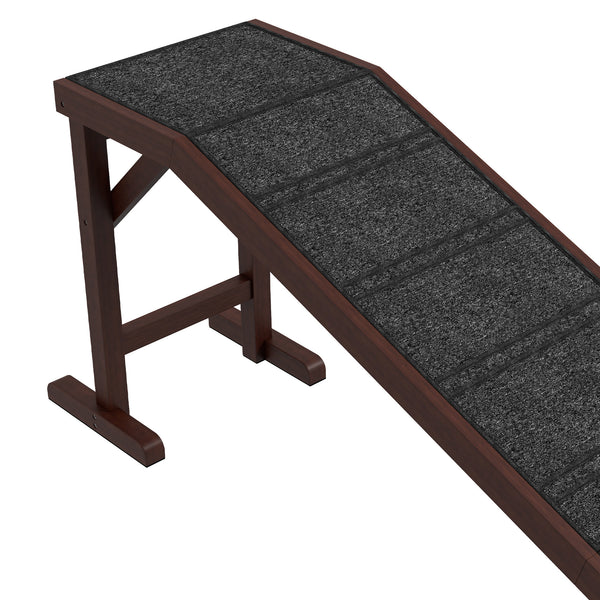 Pet Ramp For Dogs With Non-slip Carpet And Top Platform - Brown