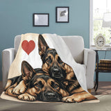 Two German Shepherds Love Portrait Ultra-Soft Micro Fleece Blanket