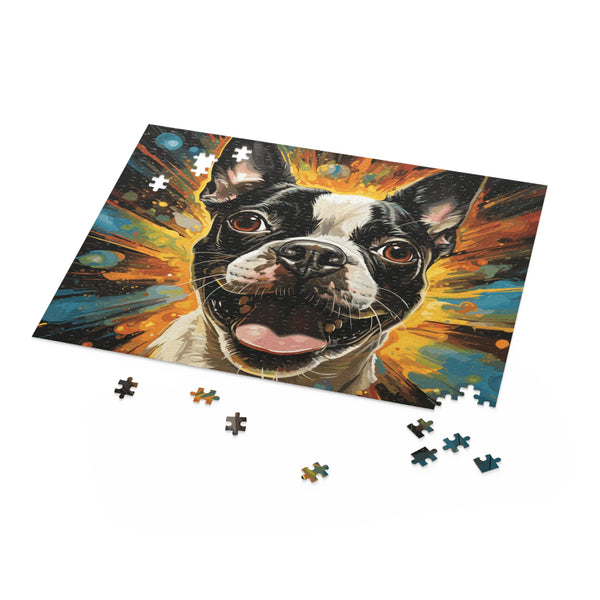 Zoomies Excitement Boston Terrier Dog Puzzle (120, 252, 500-Piece)