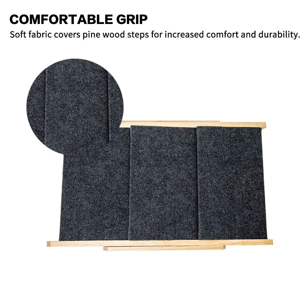 Foldable Wooden Dog Stairs or Ramp For Beds And Cars - 3 Levels - Perfect For Elderly Pets