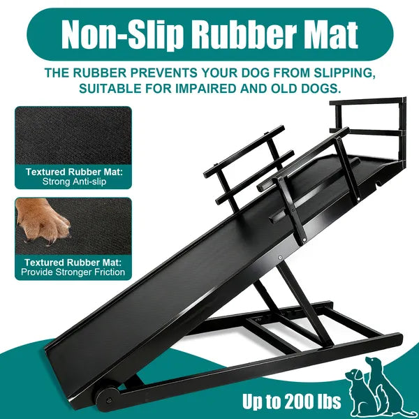 Dog Ramp For Couch Or Bed, Folding Wooden Pet Ramp With Anti-Slip Mat & Safety Side Rails .