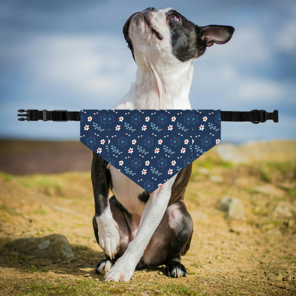 Blue Floral Dog Bandana Collar