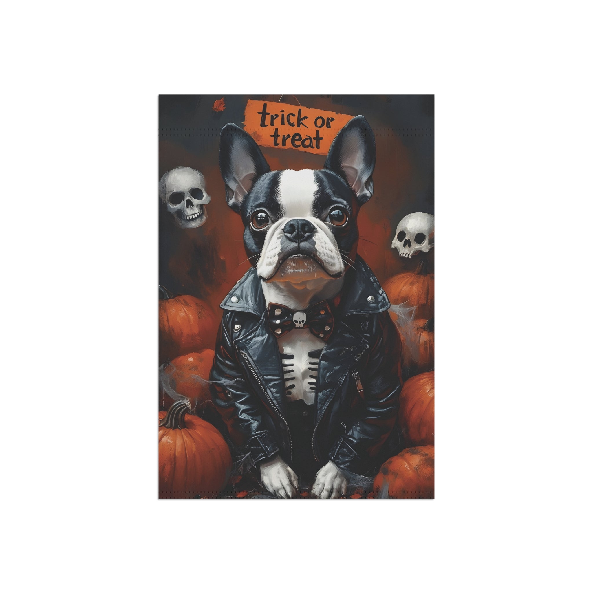 Halloween Boston Terrier Trick or Treat Garden & House Banner