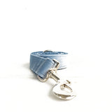 Sky Blue Velvet Dog Collar With Bow Tie