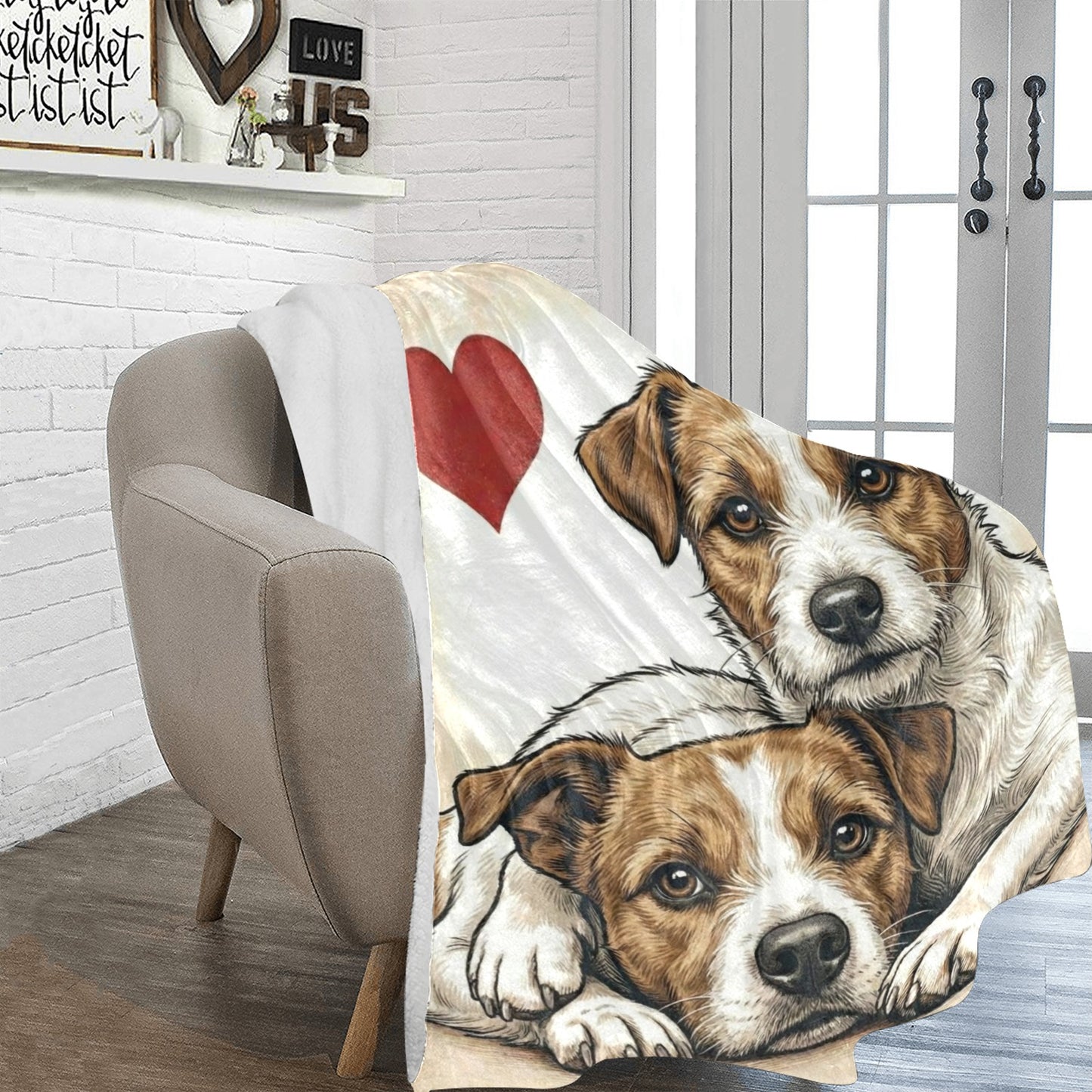 Two Jack Russell Terriers Love Portrait Ultra-Soft Micro Fleece Blanket
