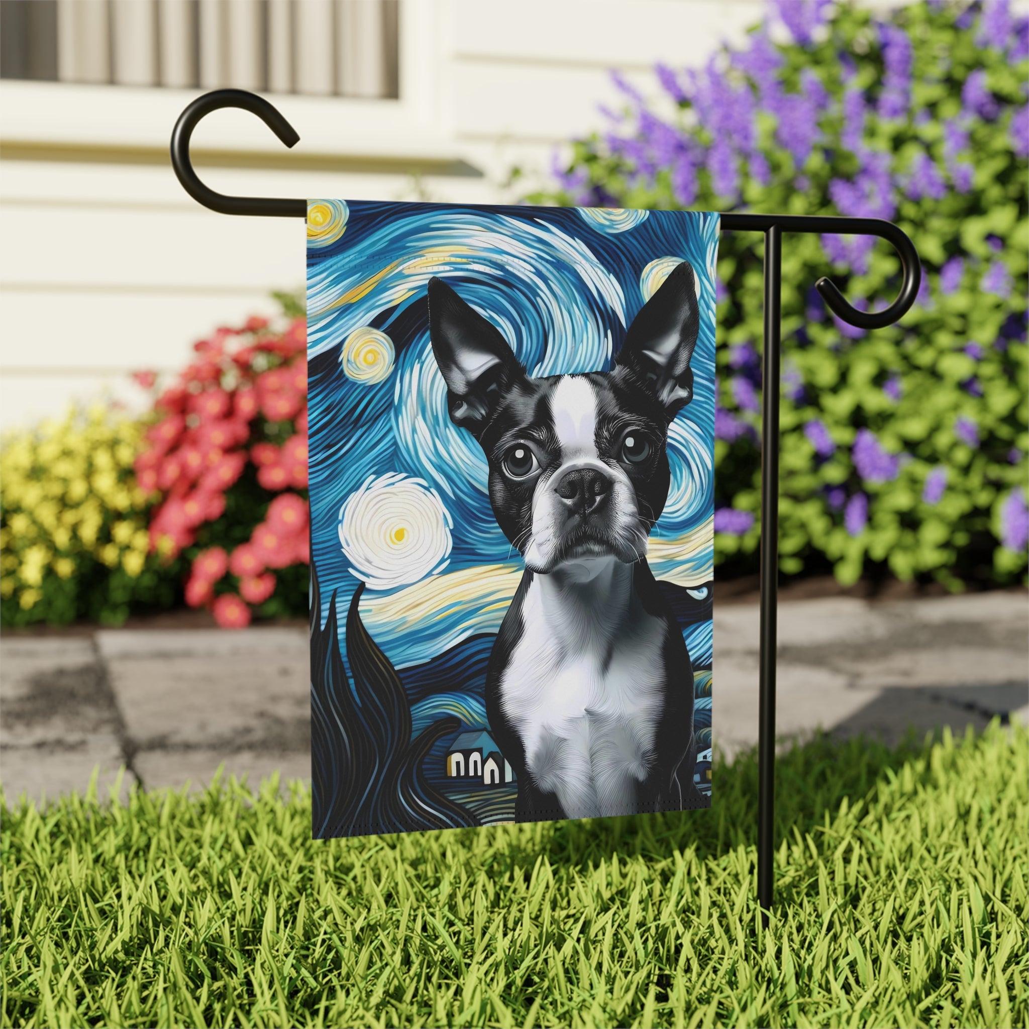 Starry Night - Boston Terrier Garden & House Banner