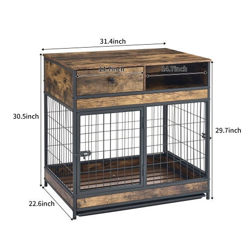 Furniture Dog Crate Double Door - Rustic Brown