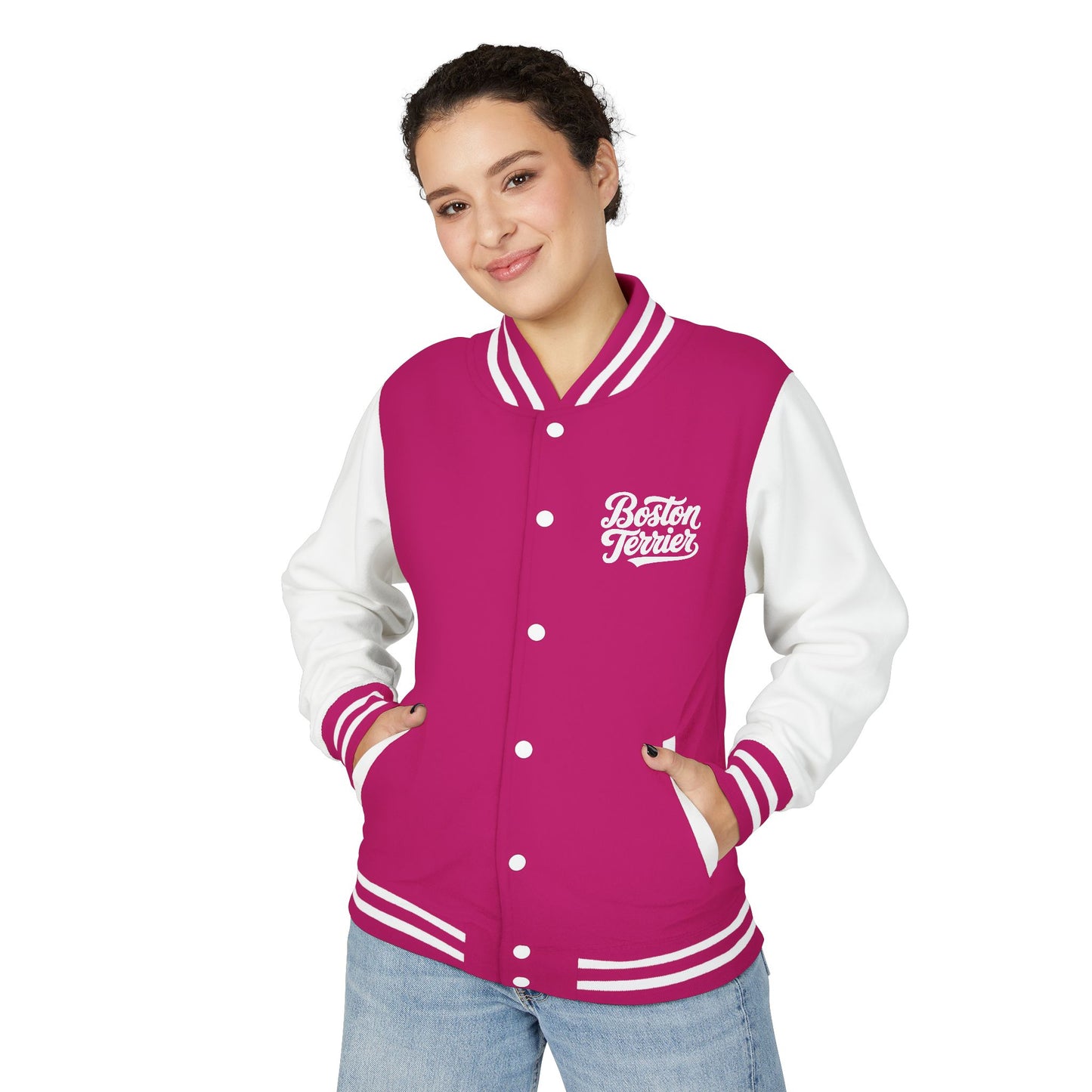 Boston Terrier Unisex Heavyweight Letterman Jacket - Stylish and Cozy