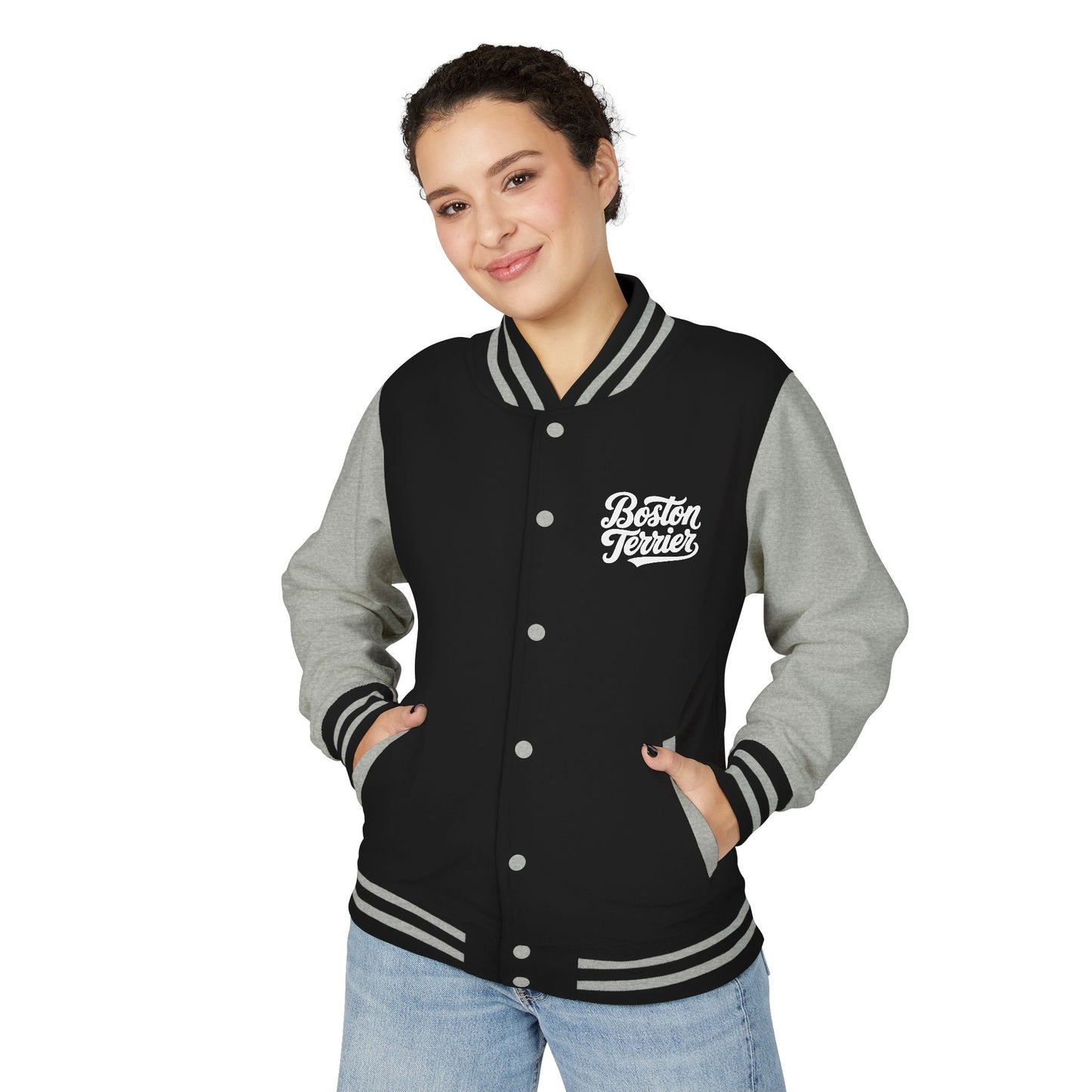 Boston Terrier Unisex Heavyweight Letterman Jacket - Stylish and Cozy