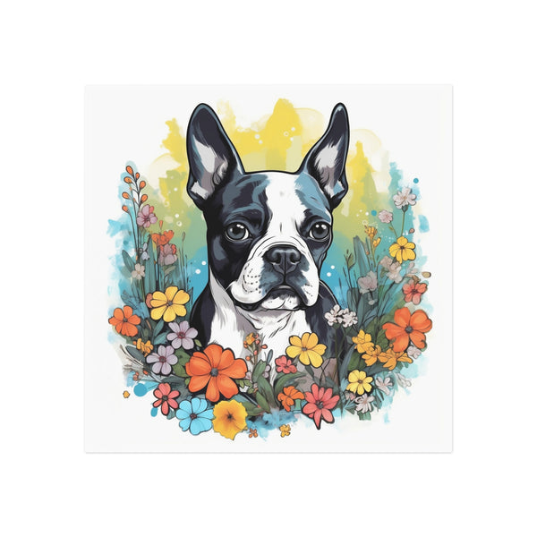 Boston Terrier Surrounded By Flowers Magnet