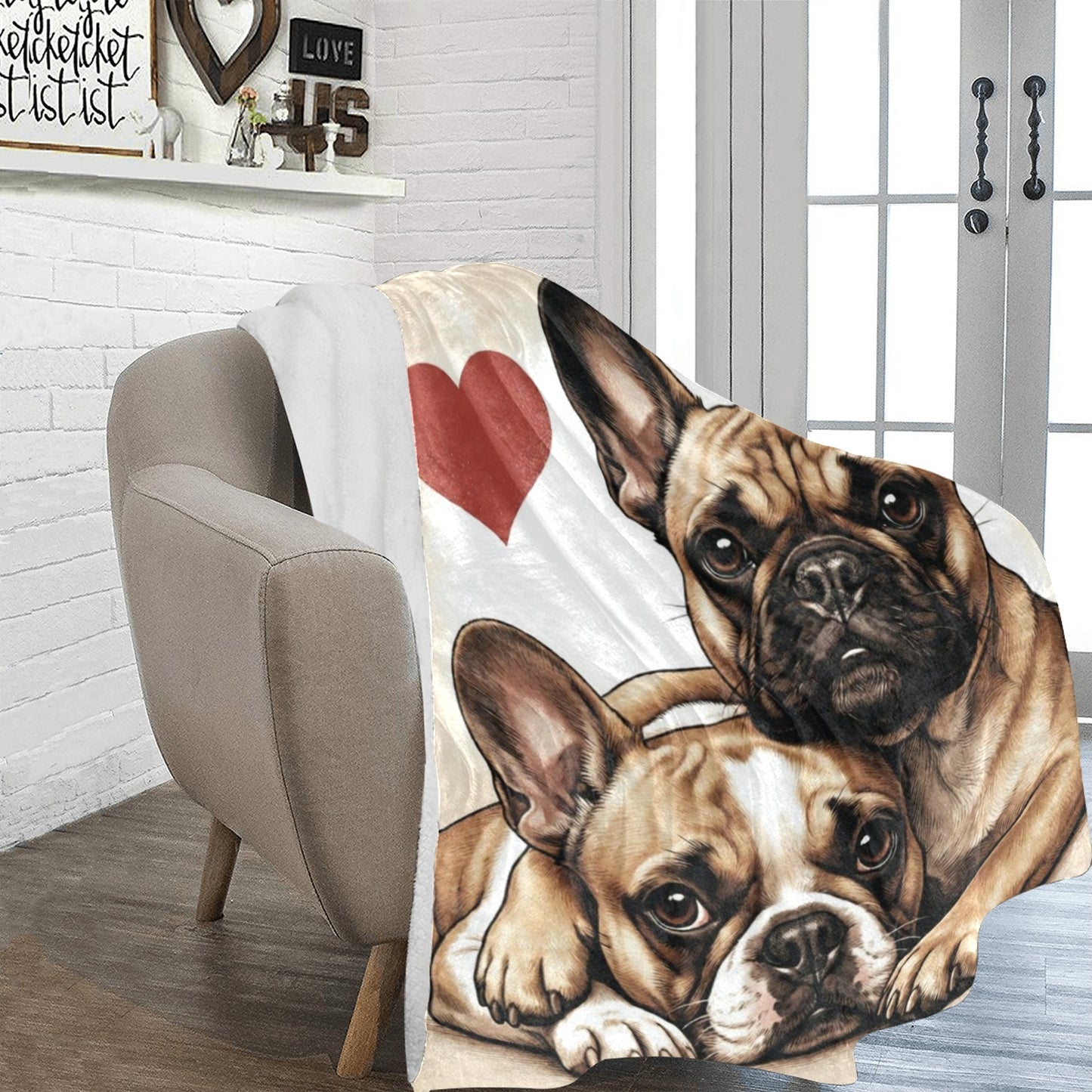 Two French Bulldogs Love Ultra-Soft Micro Fleece Blanket .