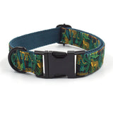 Jungle Leopards Dog Collar With Bow Tie And Leash